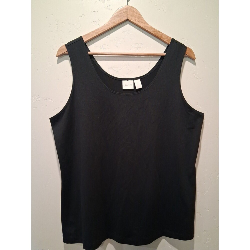 Chico's Women Size 3 Black Sleeveless Tank Top Minimalist Capsule Staple Travel